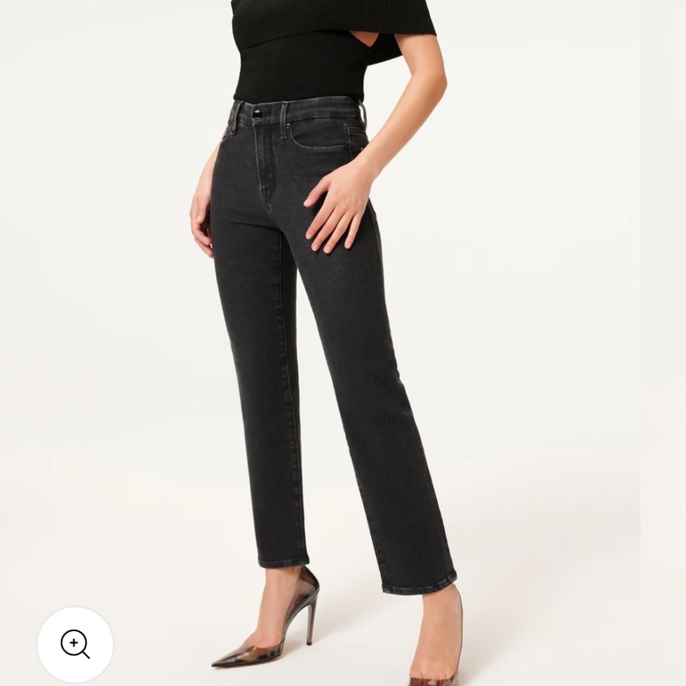 Good American straight black jeans